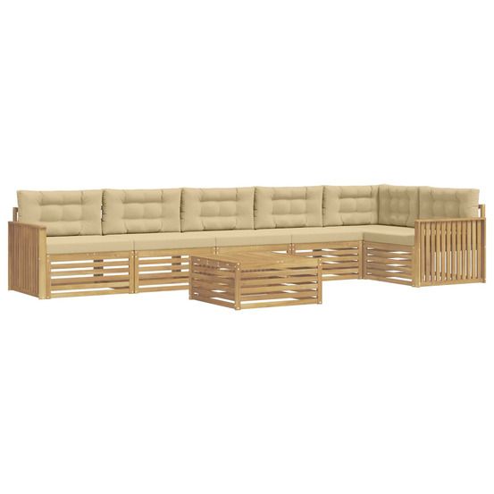 Ensemble de canapés d'extérieur 7 pc blanc et beige polyester
