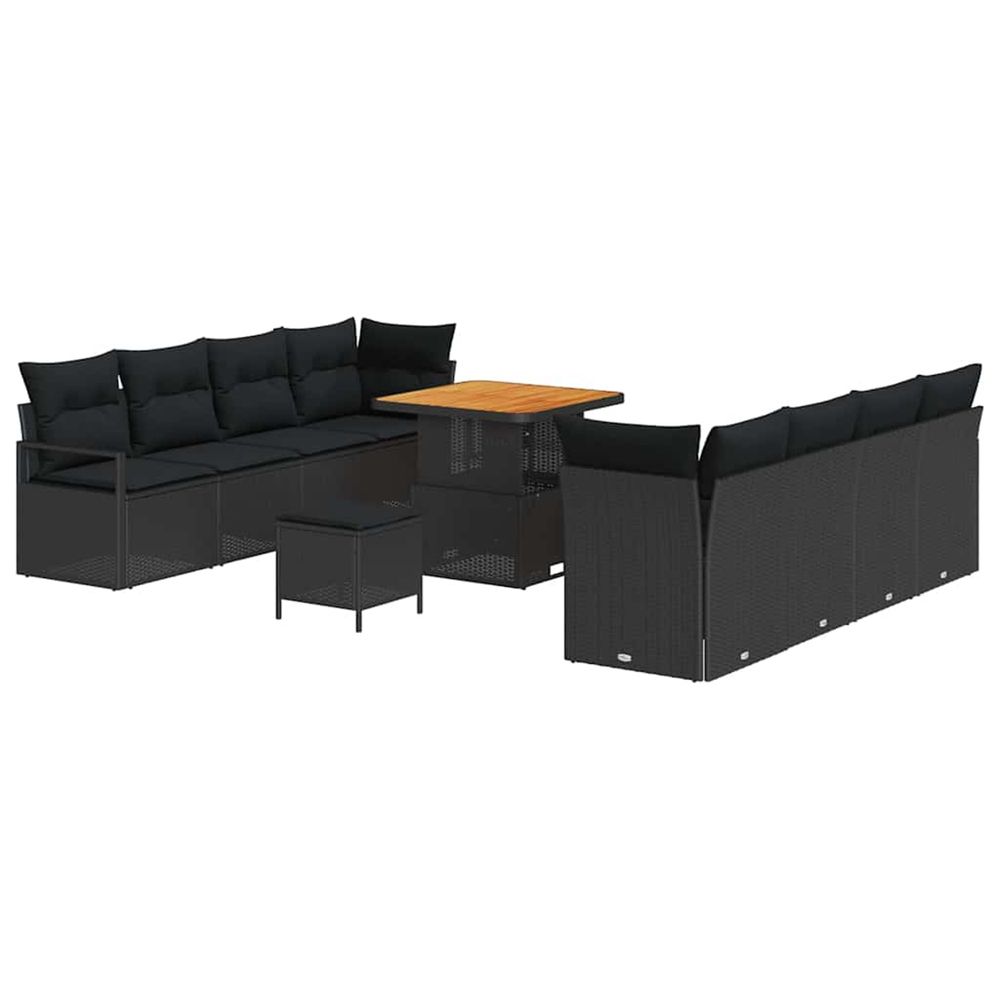 Ensemble de canapé de jardin 11 pc noir polyrotin
