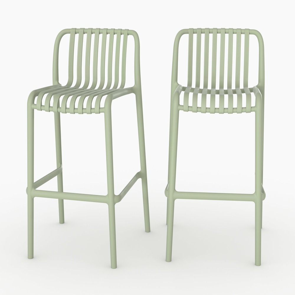Duli-lot de 2 chaises de bar de jardin 76 cm en plastique vert pastel