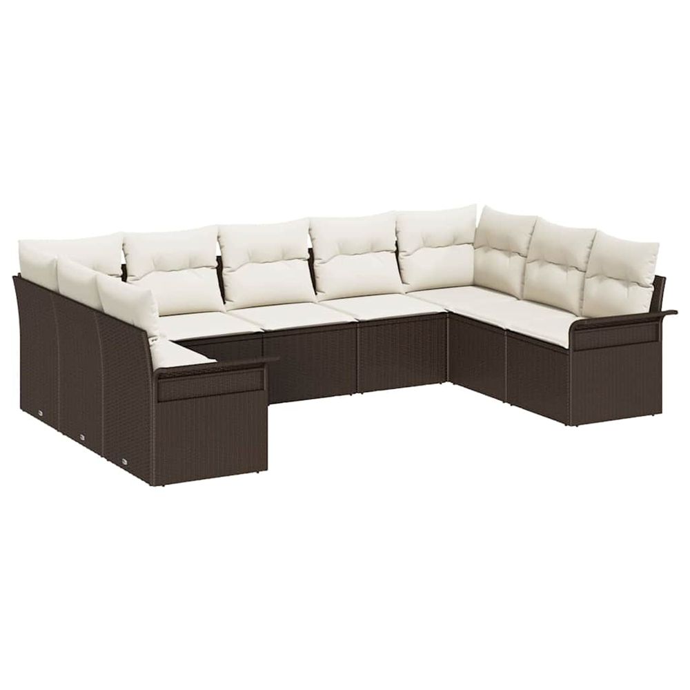 Ensemble de canapé de jardin 9 pc marron polyrotin