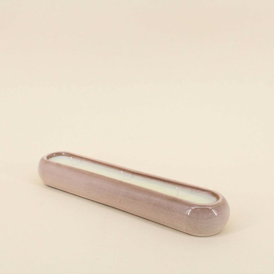 Bougie parfumée allongée en céramique beige 31cm