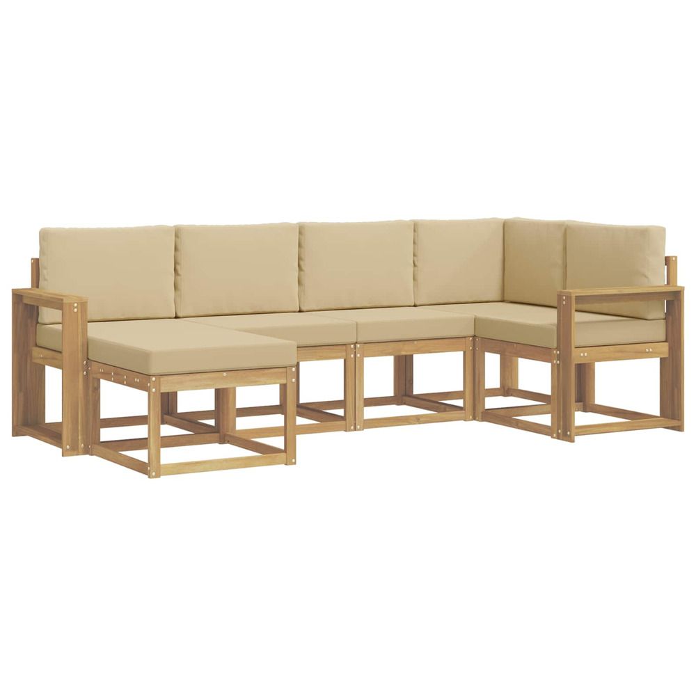 Ensemble de canapés d'extérieur 6 pc blanc et beige polyester