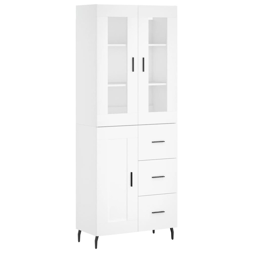 Buffet bahut commode armoire meuble de rangement organisateur cuisine salle de séjour salon haut 69,5 x 34 x 180 cm bois d'in