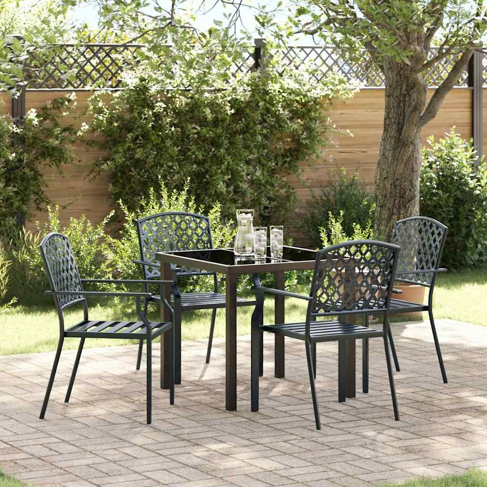 Ensemble de salle à manger pour jardin 5 pcs anthracite