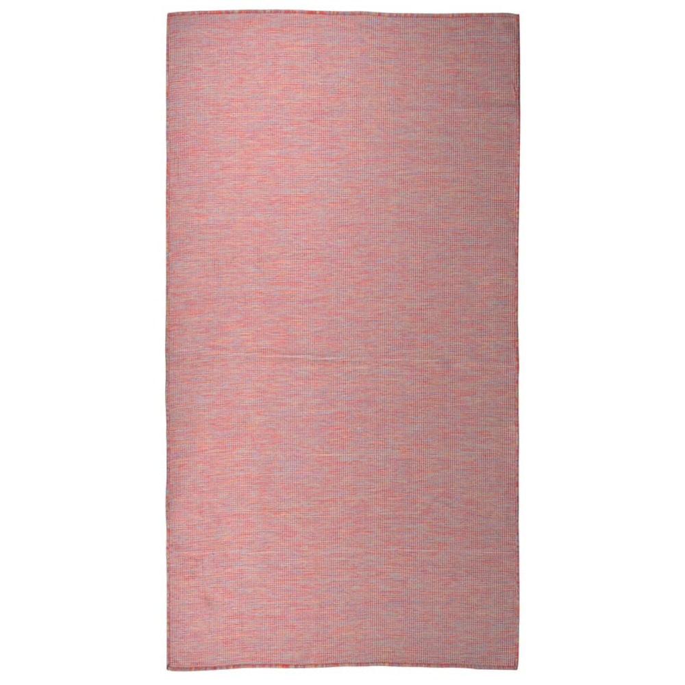Tapis à tissage plat d'extérieur 80x150 cm rouge