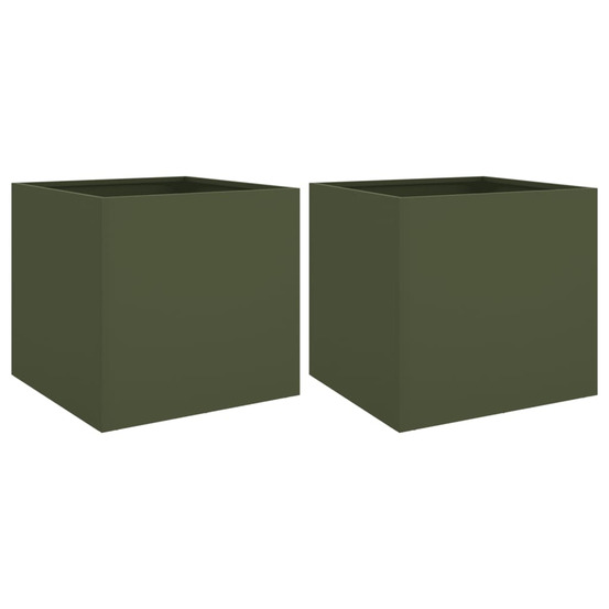 Jardinière d'extérieurs 2 pcs vert olive 42x40x39 cm acier