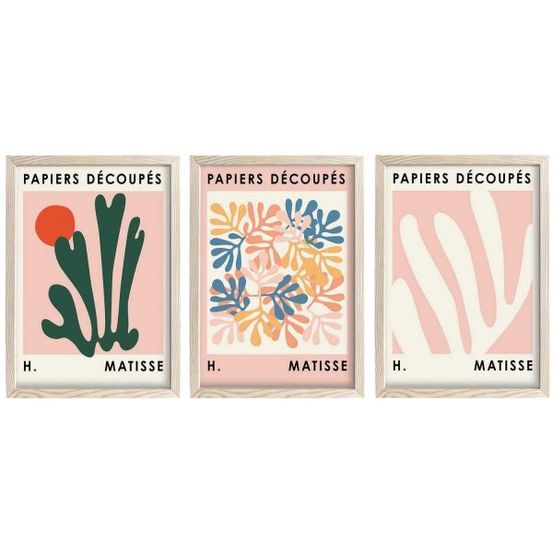 Ensemble de 3 tableaux décoratifs fleurs
