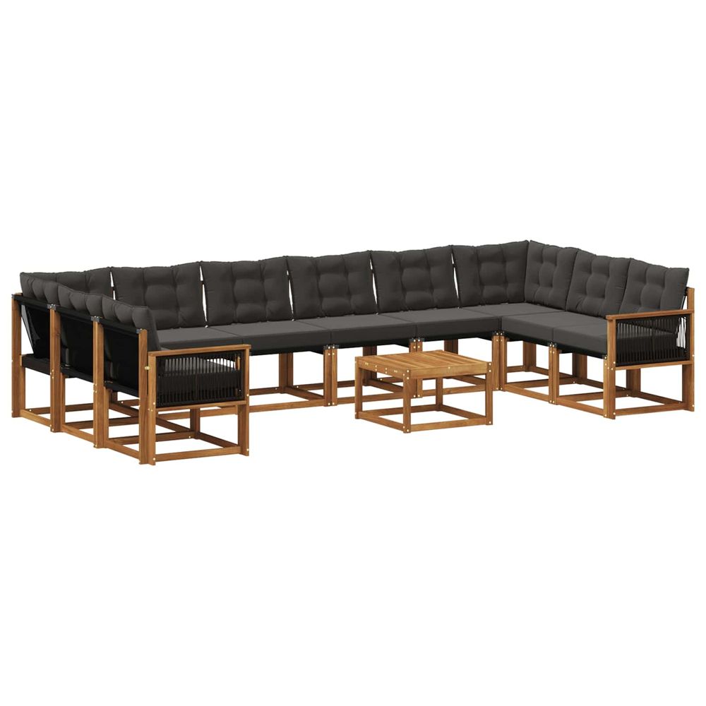 Ensemble de canapés d'extérieur 11 pc naturel et noir
