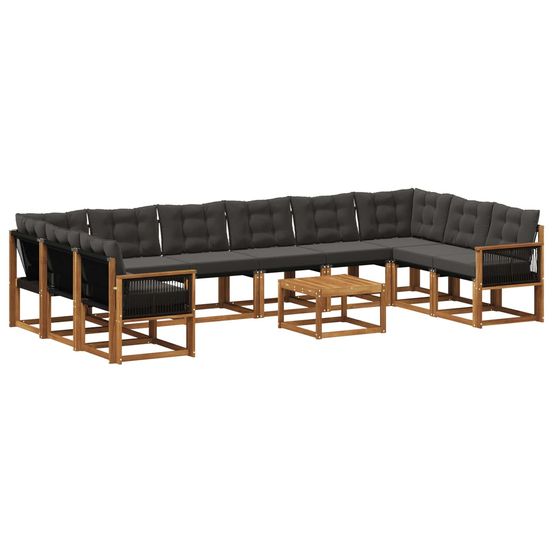 Ensemble de canapés d'extérieur 11 pc naturel et noir