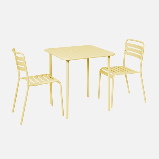 Table de jardin métal amélia avec 2 chaises