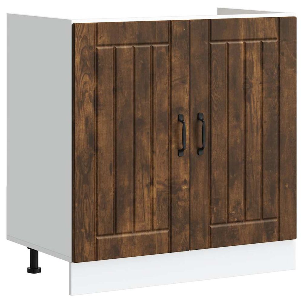 Meuble de base de lavabo lucca chêne fumé bois d'ingénierie
