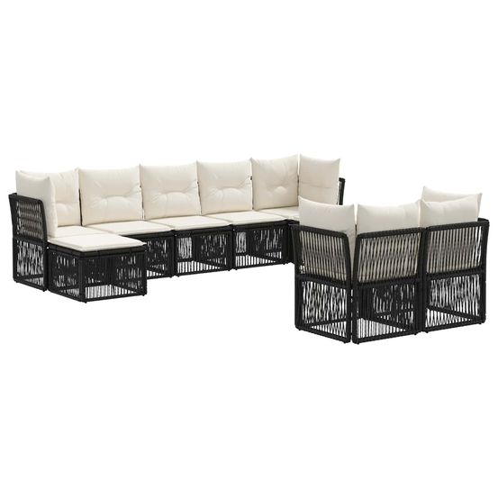 Ensemble de canapé de jardin 9 pc noir polyrotin