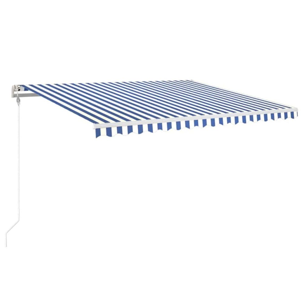 Auvent automatique capteur de vent led 450x350 cm bleu et blanc