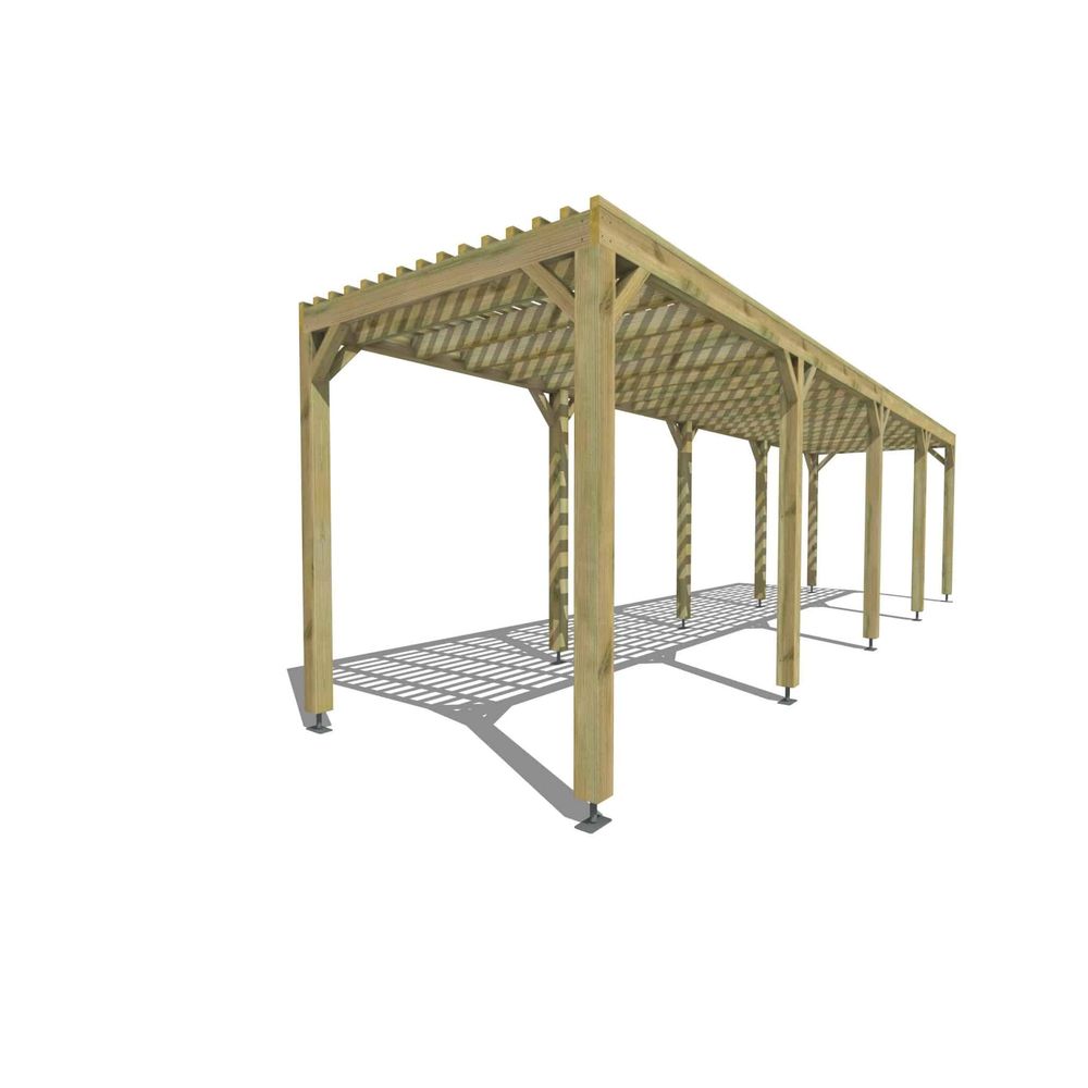 Pergola bois • 10m x 2m • indépendante • sens profondeur • lattage bois • livraison comprise