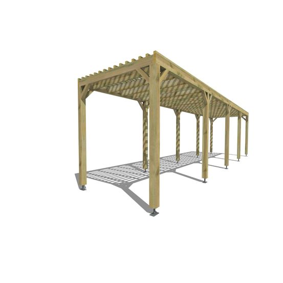 Pergola bois • 10m x 2m • indépendante • sens profondeur • lattage bois • livraison comprise