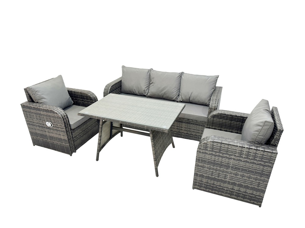 Ensemble de meubles de jardin avec table à manger rectangulaire chaise inclinable canapé 3 places