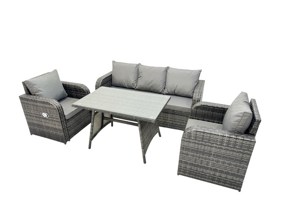 Ensemble de meubles de jardin avec table à manger rectangulaire chaise inclinable canapé 3 places