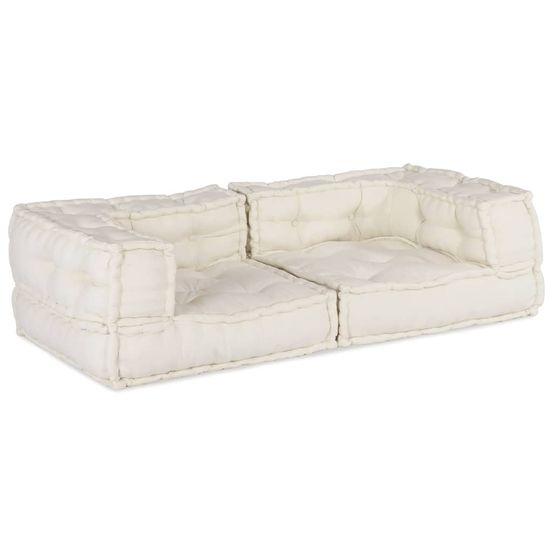 Canapé modulaire 2 places crème 140x70x36 tissu