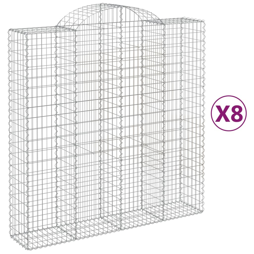 Paniers à gabions arqués 8 pcs 200x50x200/220 cm fer galvanisé