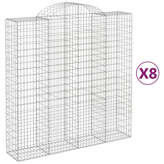 Paniers à gabions arqués 8 pcs 200x50x200/220 cm fer galvanisé