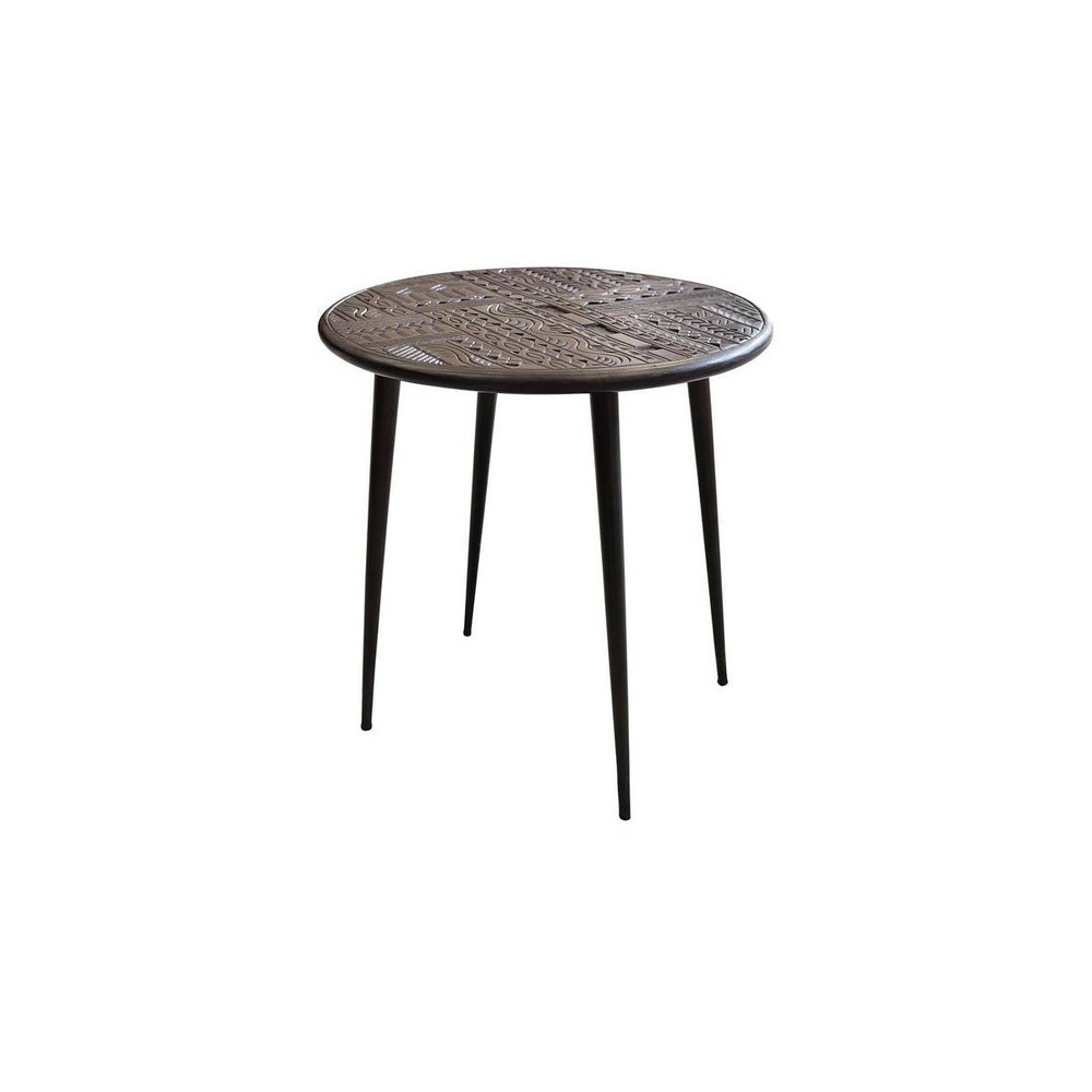 Table basse bois, fer marron 55x55x55cm - bois-fer