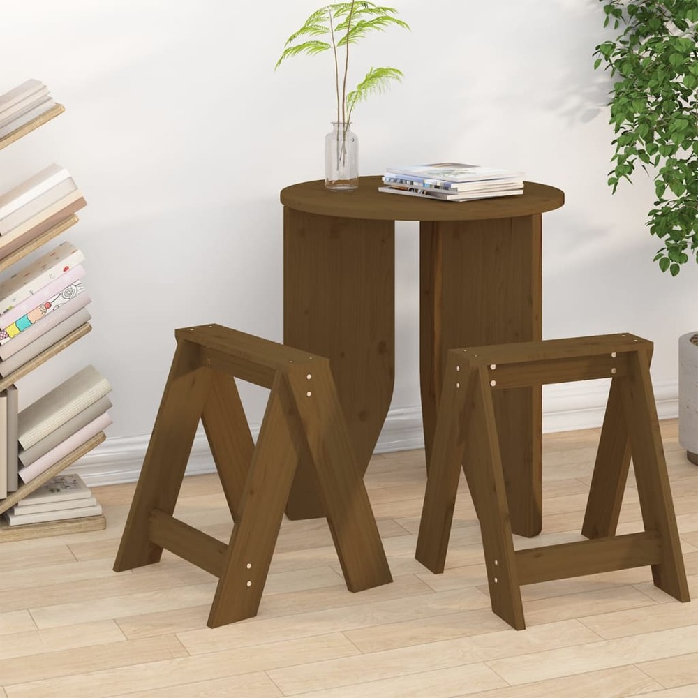 Tabourets lot de 2 marron miel 40x40x45 cm bois massif de pin