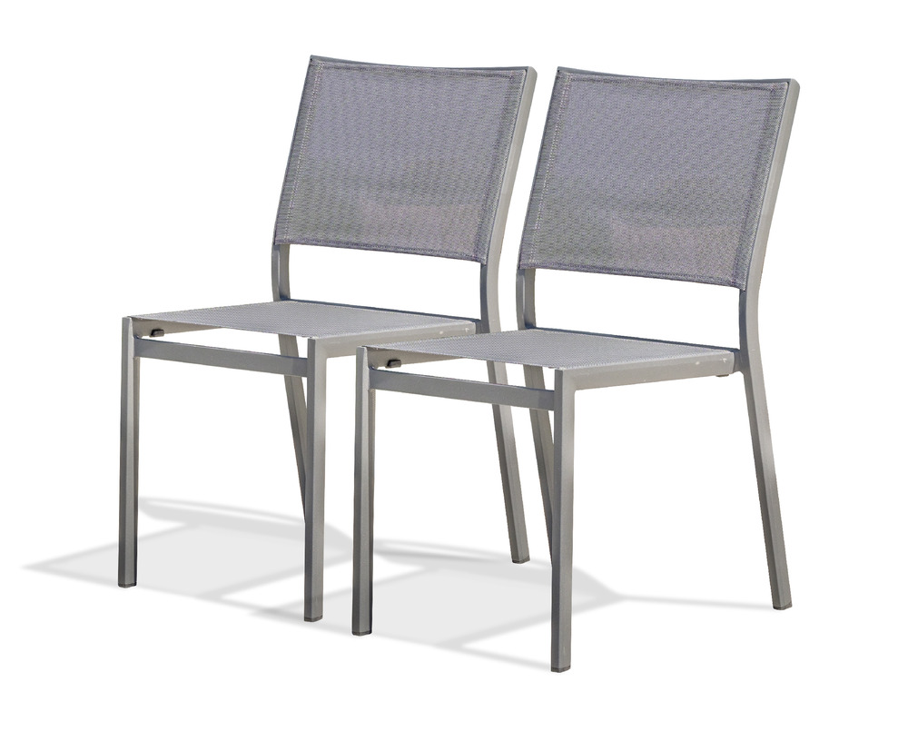 Lot de 2 chaises de jardin stockholm en aluminium et textilène