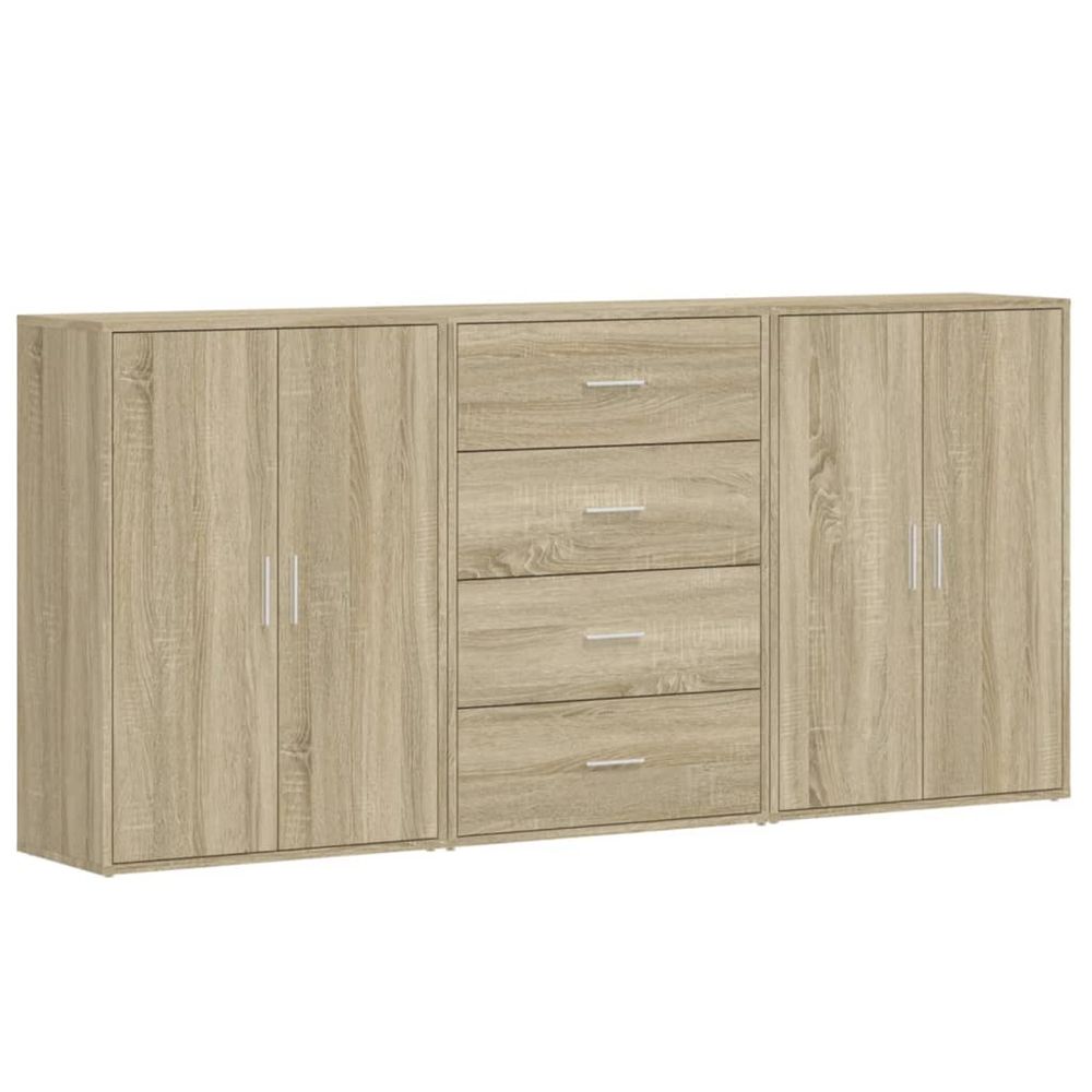 Buffets 3 pcs chêne sonoma 60x31x84 cm bois d'ingénierie