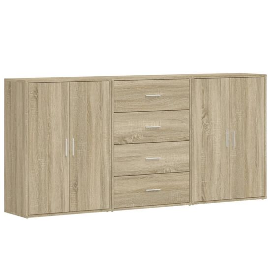 Buffets 3 pcs chêne sonoma 60x31x84 cm bois d'ingénierie
