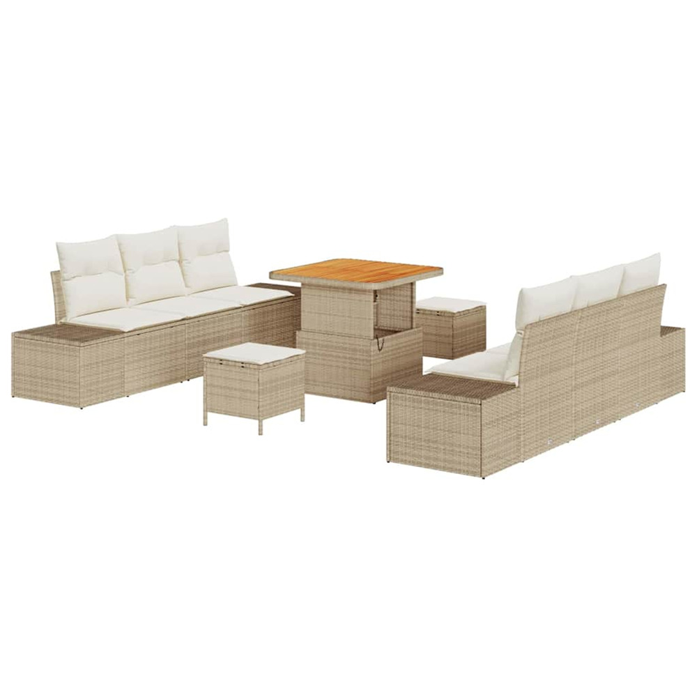 Ensemble de canapé de jardin avec coussin 9 pcs beige et crème
