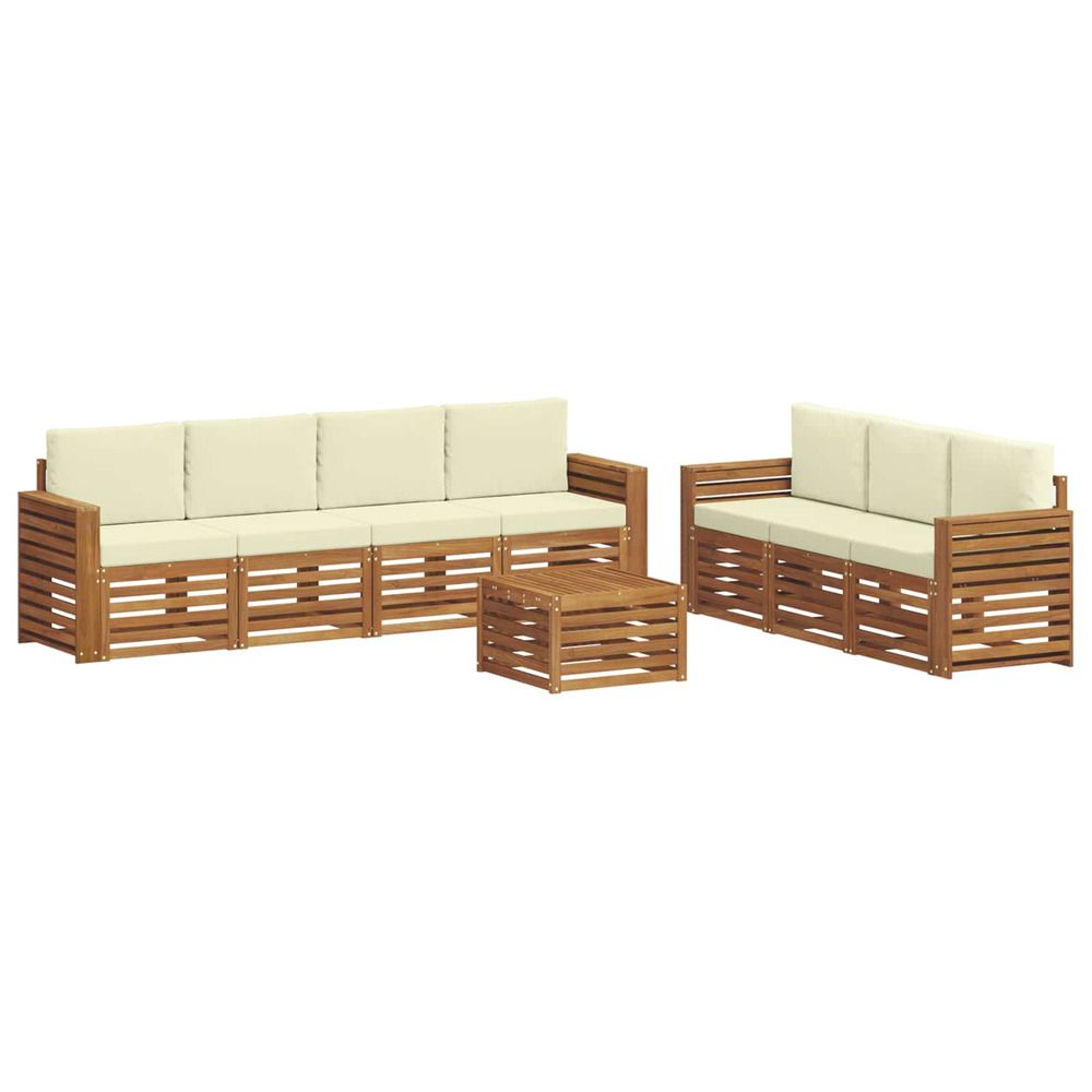 Ensembles de canapés 8 pc naturel et crème bois d'acacia massif