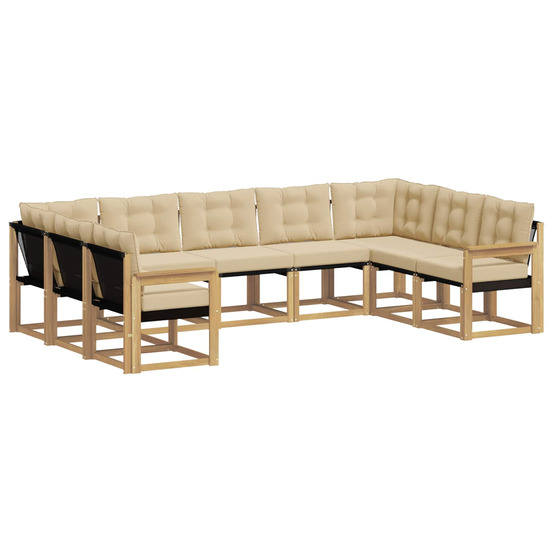 Ensemble de canapés d'extérieur 9 pcs blanc et beige