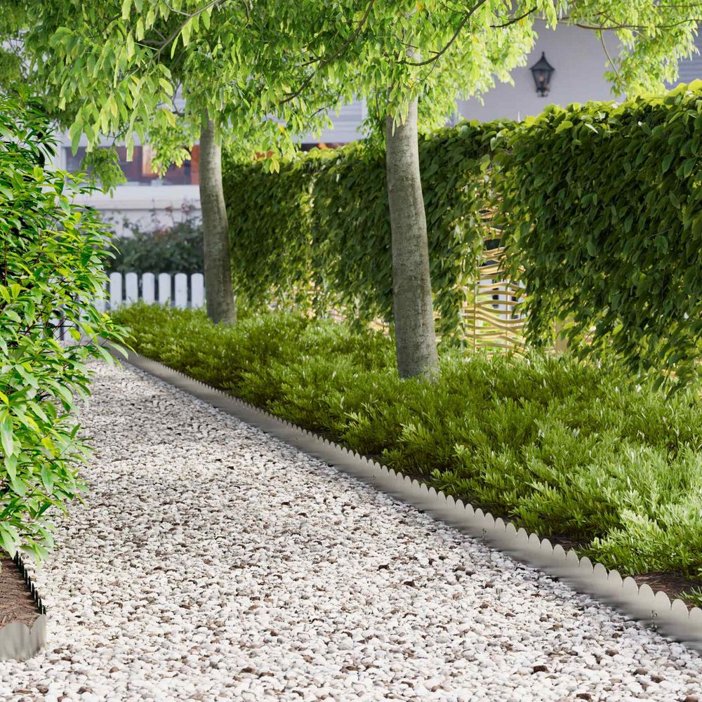 Bordure pelouse acier séparation jardin aménagement parterres 20 pcs 103x15cm argenté