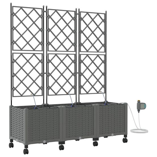Porte-plante de jardin avec irrigation et roues 3 pc gris clair