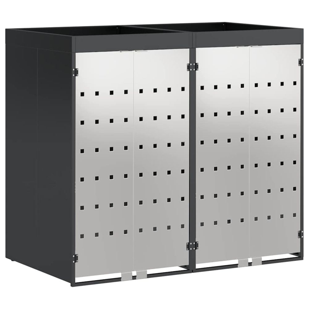 Rangement de poubelle à roulettes pour 3 poubelles anthracite