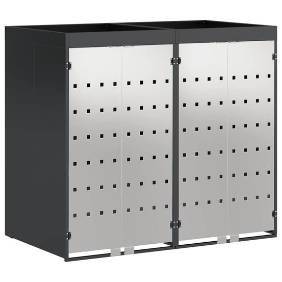 Rangement de poubelle à roulettes pour 3 poubelles anthracite