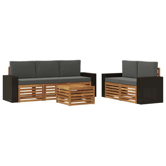 Ensemble de canapés d'extérieur 6 pc naturel et anthracite