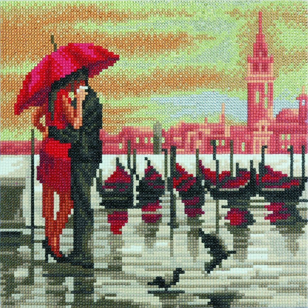Tableau crystal art à diamanter - venise - 30 x 30 cm