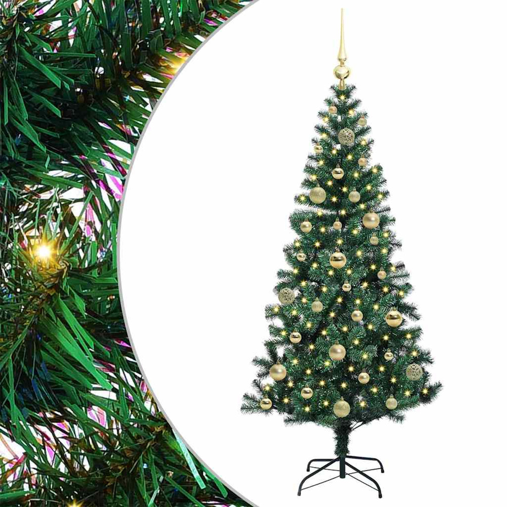 Sapin de noël artificiel pré-éclairé vert 150 cm pvc et métal