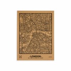 Carte en liège – woody map natural london / 60 x 45 cm / noir / sans cadre