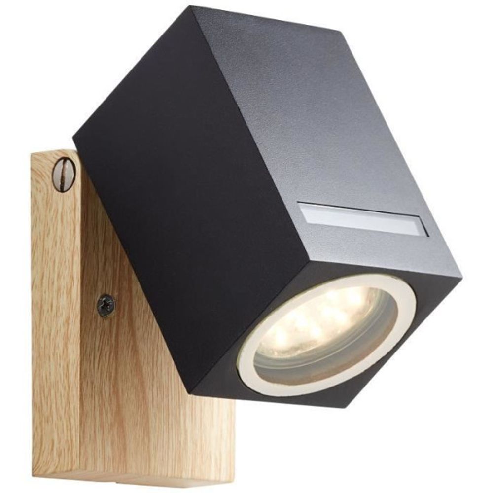 Applique extérieure galeni - - noir/naturel - métal/verre - gu10 1x20w