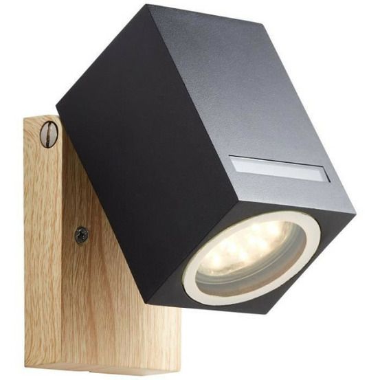 Applique extérieure galeni - - noir/naturel - métal/verre - gu10 1x20w
