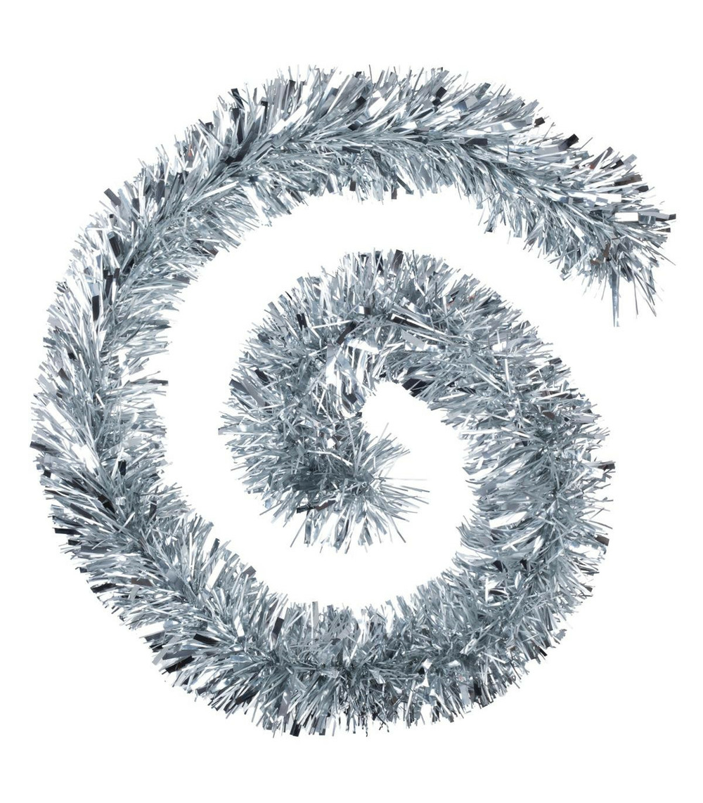 Guirlande de noël boa large 15 cm argent longueur 2 mètres