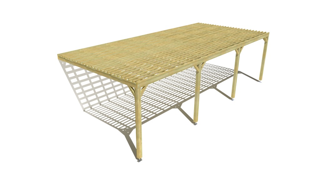Pergola bois • 9m x 4m • adossée • sens profondeur • lattage bois • livraison comprise