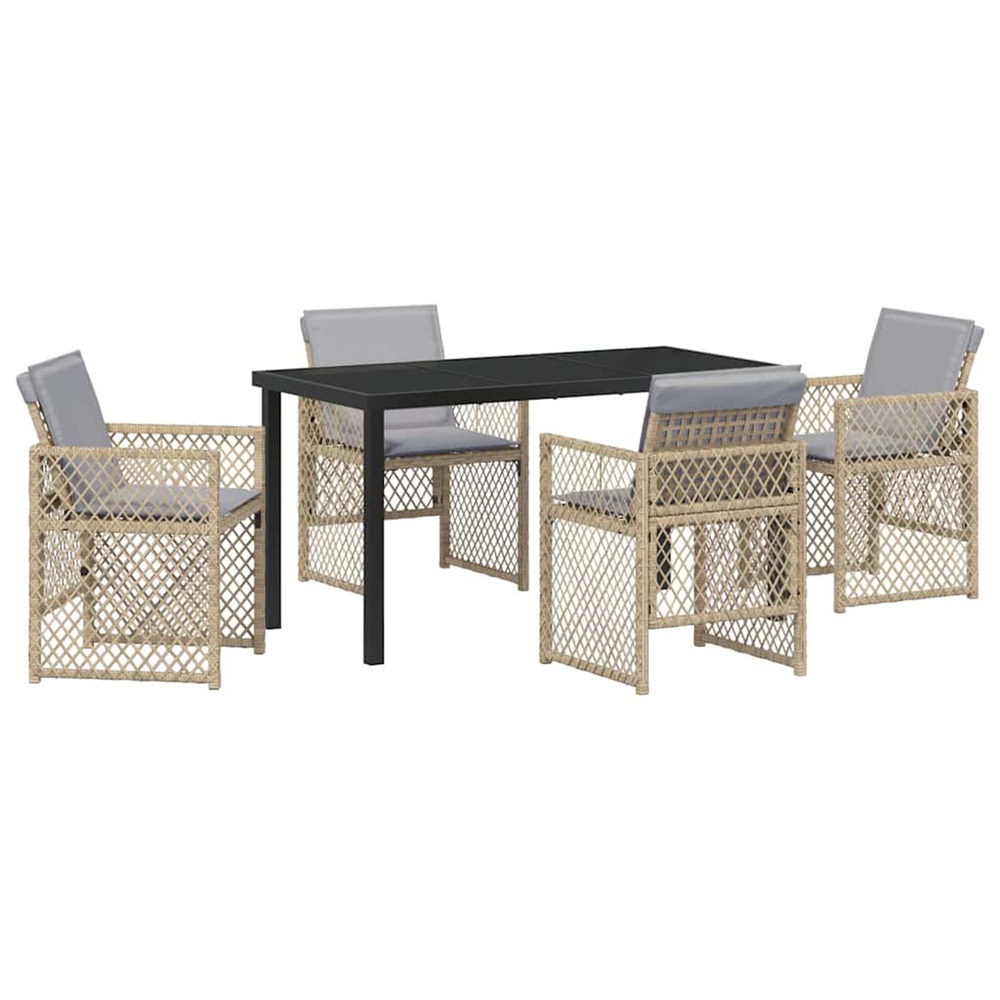 Ensemble de salle à manger pour jardin 5 pcs beige polyrotin