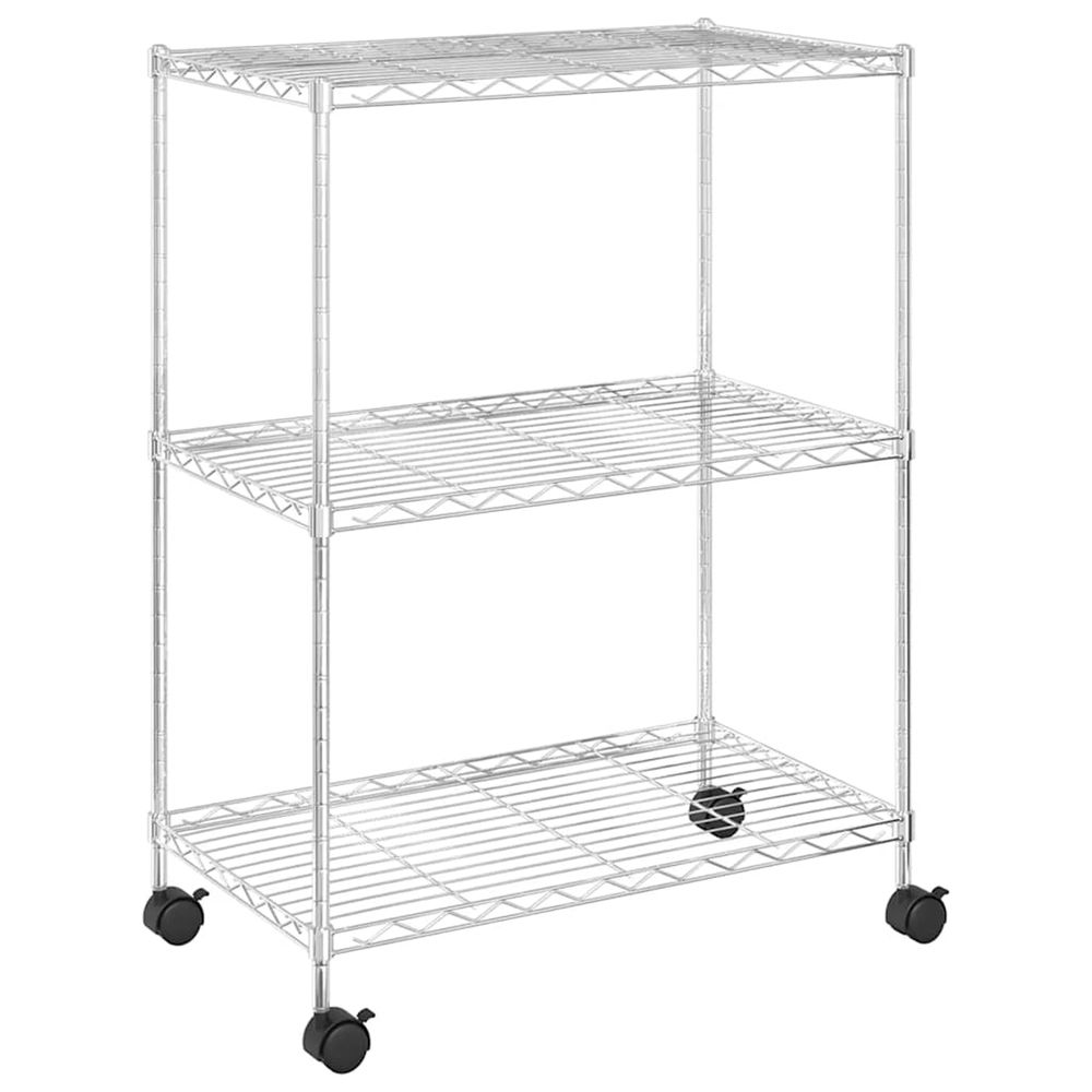 Étagère de rangement 3 niveaux et roues 60x35x81cm chrome 150kg