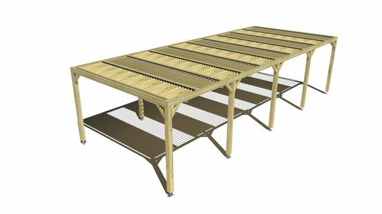 Pergola bois • 10m x 4m • indépendante • sens profondeur • lames orientables bioclimatiques incluses • livraison comprise