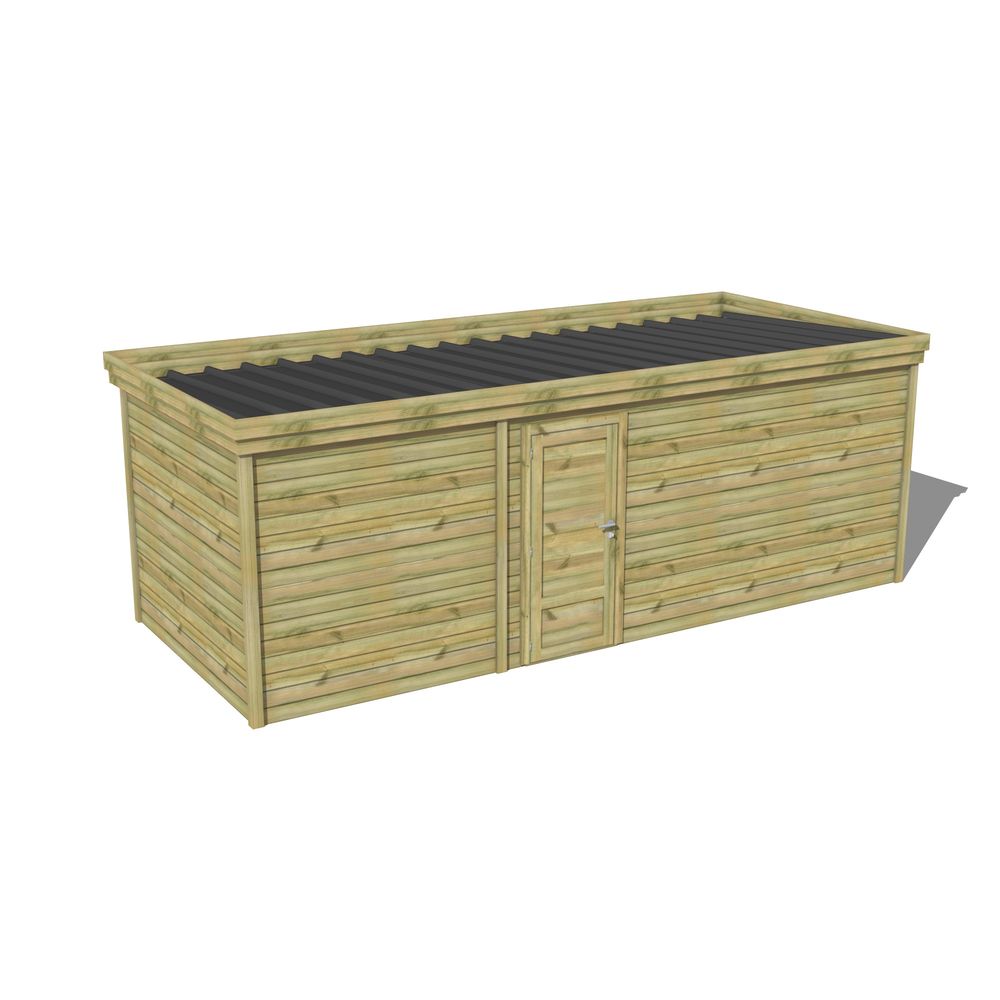 Abri de jardin bois pin traité autoclave 27mm - 6,395x2,64m / 17m2 - bac acier - abri français