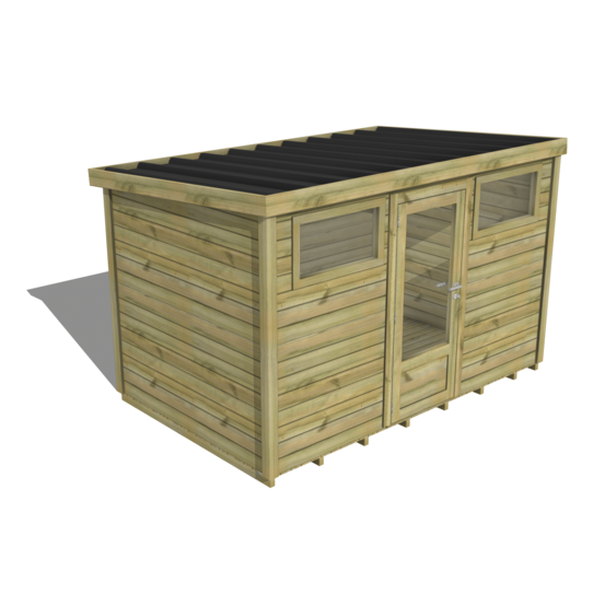 Abri de jardin bois pin traité autoclave 27mm - essentiel - 3,44x2,14m / 7m2 - bac acier - plancher bois