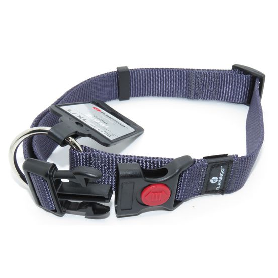 Collier ziggi bleu granite 45 -65 cm. 25 mm . Taille l/xl. Pour chien.